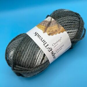 Loops & Threads Yarn Charisma Charcoal Tweed Stripe Grey Bulky Acrylic‎ Blend